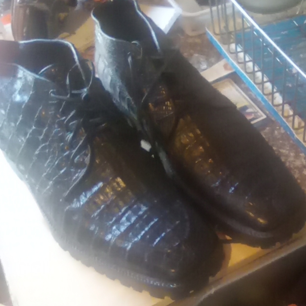 Max Leather crocodile belly combat boots